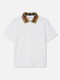 Check Collar Polo — Blanc