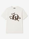 Oversize Graffiti Tee Blanc Marron - TonOutfit